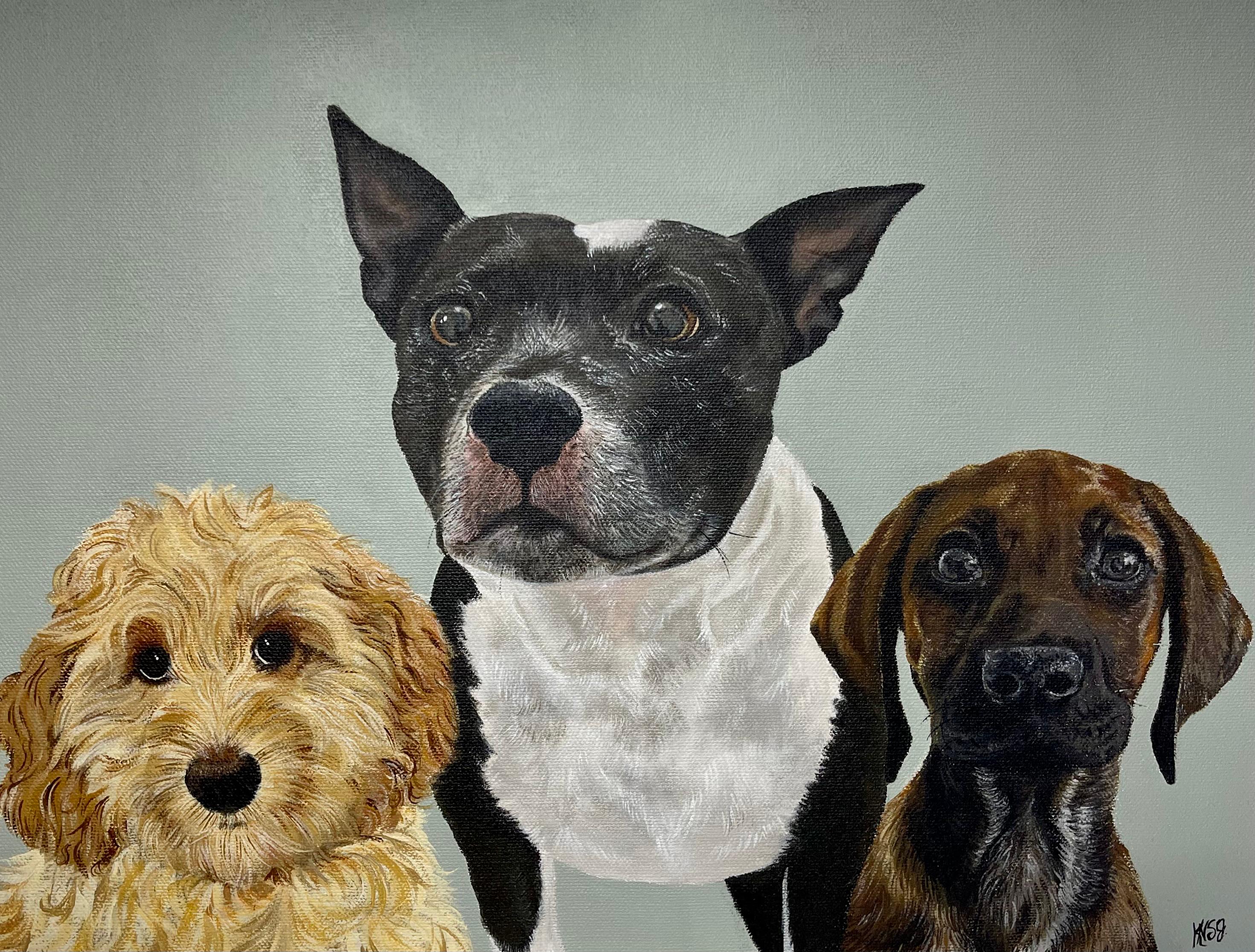 Hand-painted pet portrait of Group Portrait